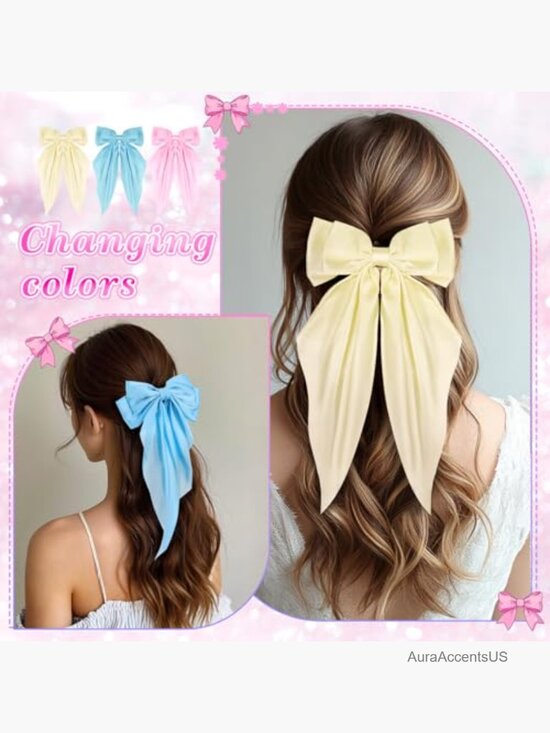 31 Pcs Large Satin Hair Bows with Clips for Thick Thin Hair main image 4